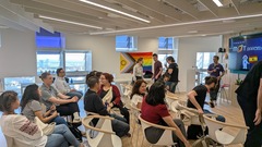 People sitting, getting ready for the event! image