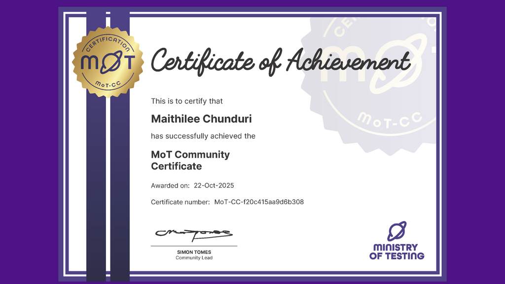 MoT Community Certificate