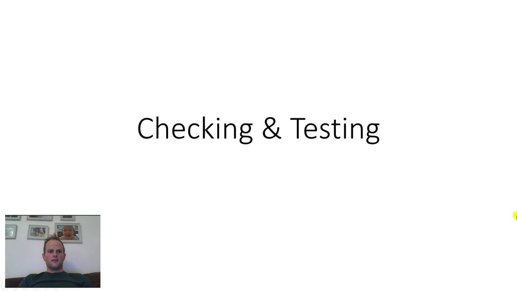 99 Second Talk - Gareth Waterhouse - Checking and Testing image
