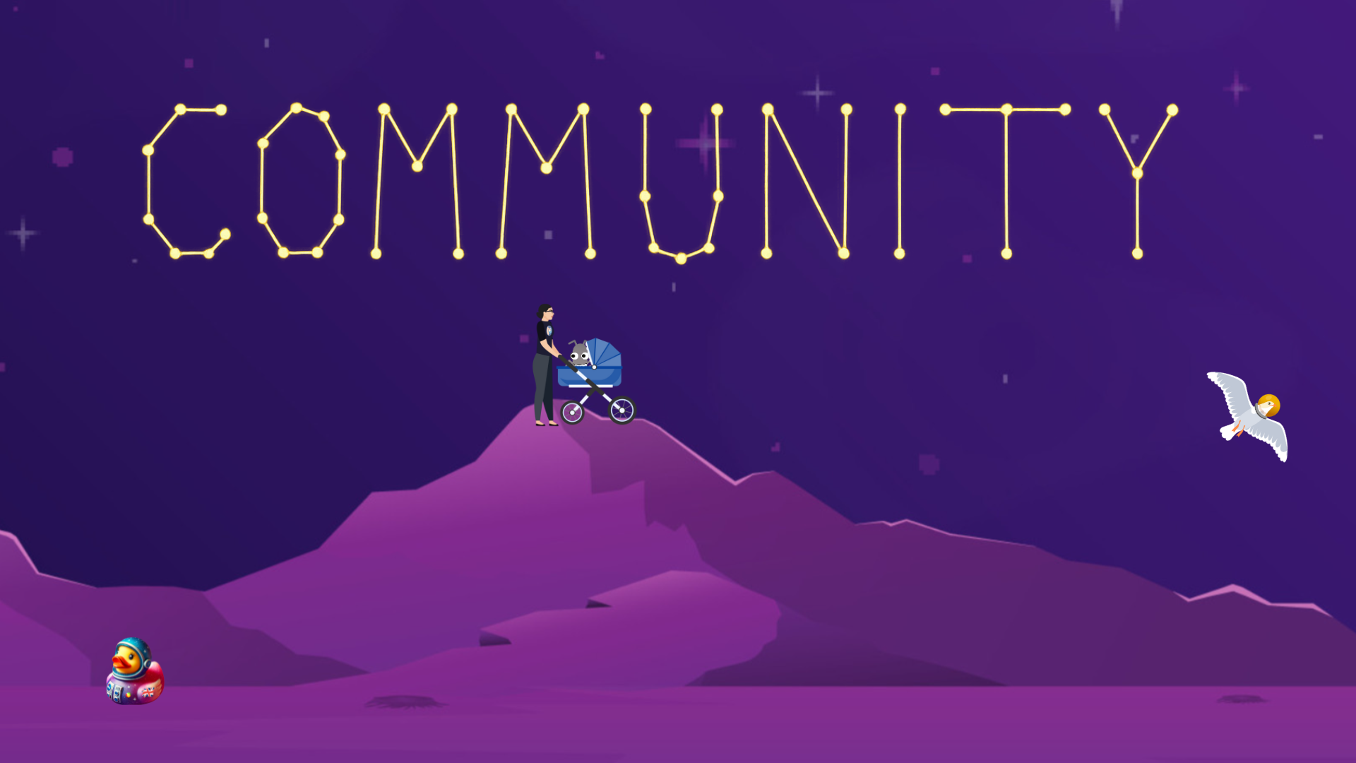 a constellation of stars that spell out the word community