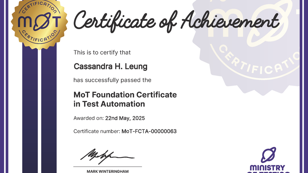 MoT Foundation Certificate in Test Automation image
