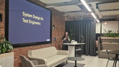 Sarah Al-Hawi delivers her talk 'System design interview for test engineers' image