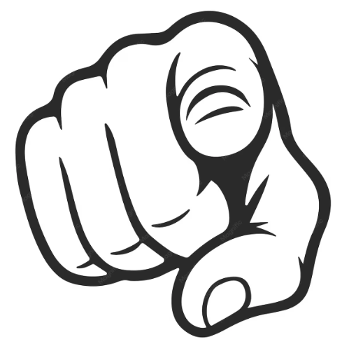 A line drawing of a hand pointing at you from the screen  image