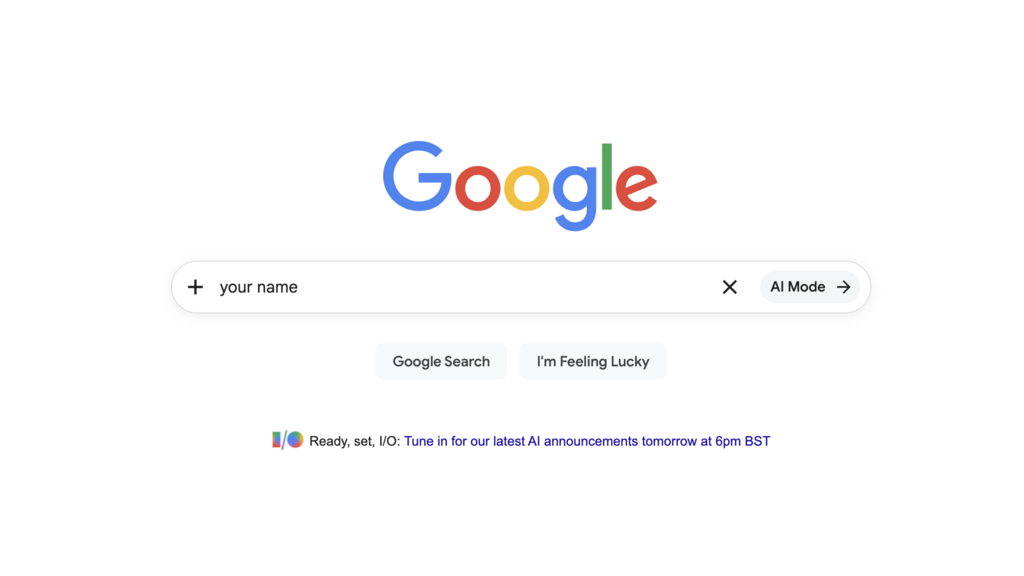 Google screenshot. With "your name" in the search bar. image