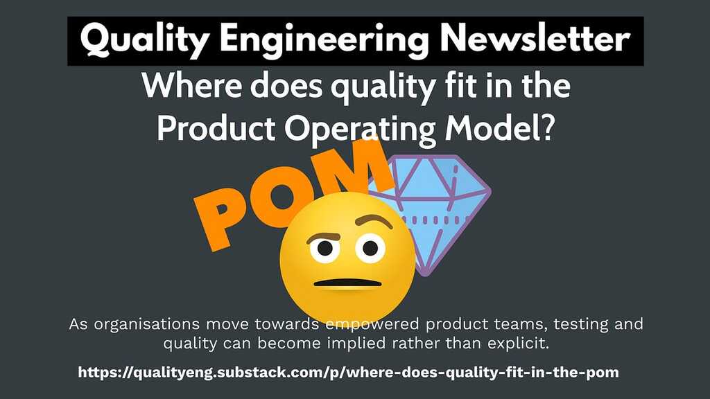Where does quality fit in the Product Operating Model? image image