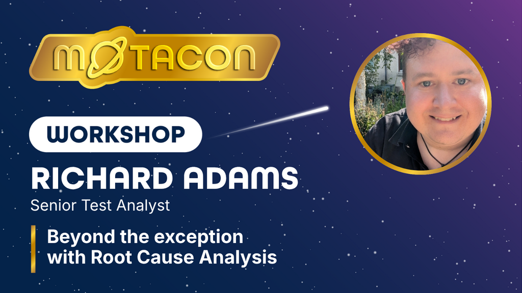 An event graphic for a MoTaCon Workshop titled "Beyond the exception with Root Cause Analysis."
Presented by Richard... image