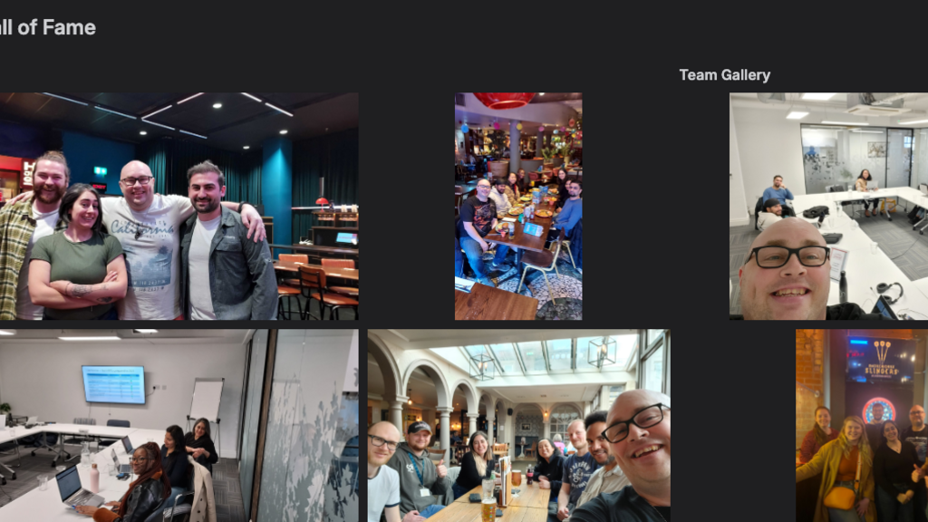 Screen shot of a confluence page that shows pictures from company events that involved Ito's QA Team