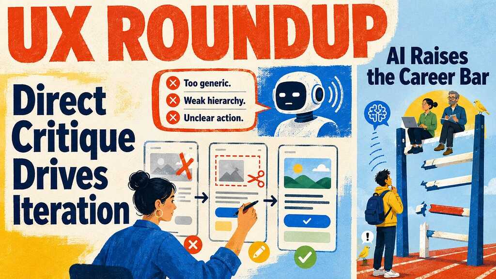 UX Roundup: AI Spending Up | Adversarial AI Helps Designers | Design Hypotheses | Generative Accessibility | Skeleton... image