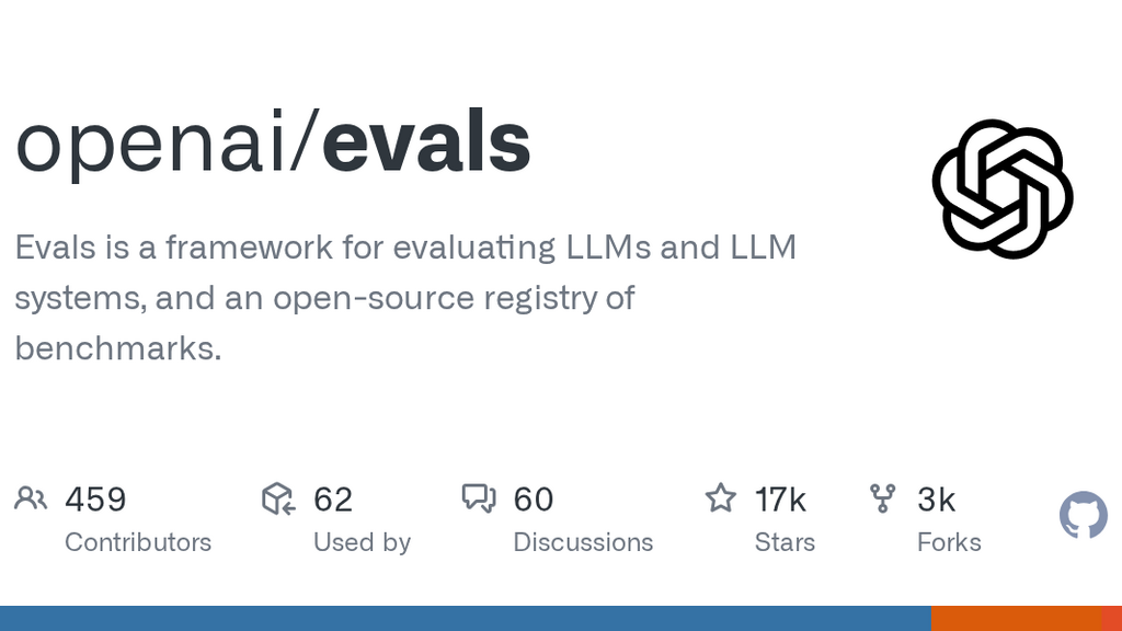 Evals is a framework for evaluating LLMs and LLM systems, and an open-source registry of benchmarks. image