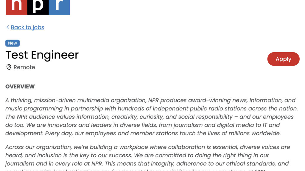 Test Engineer for NPR image