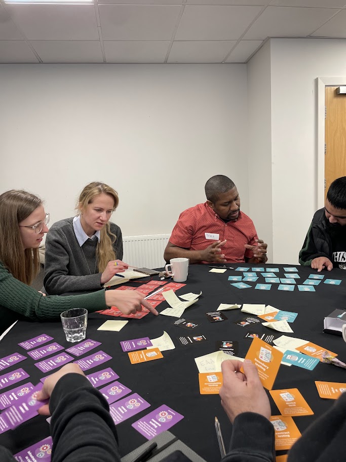 Jesse and Emily at Peerscon doing RiskStorming on a theoretical AI health coach app.