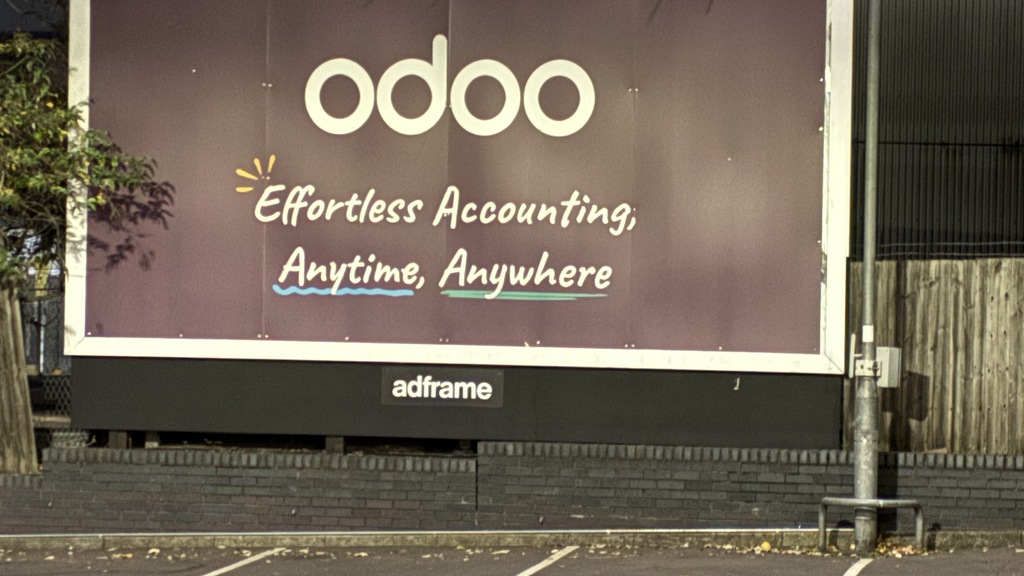 A billboard poster stating "Effortless accounting. Anywhere. Anytime"
 image