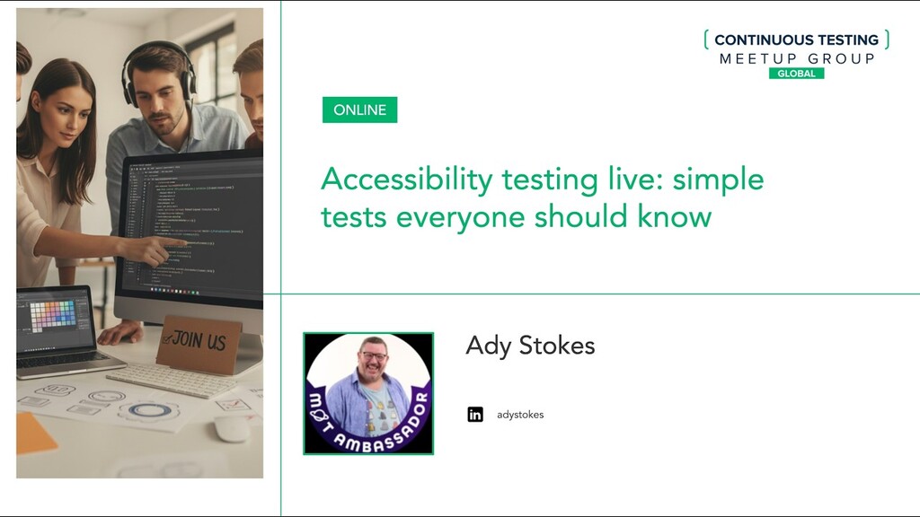 Accessibility testing live: simple tests everyone should know - Ady Stokes image