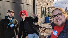 James Wadley, Gwen Diagram and Ben Dowen at pre-bash social image