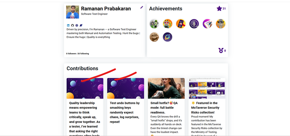Spotted a bug on my MoT profile where contributions briefly appeared and then disappeared. Big thanks to the MoT team for quickly confirming and working on a fix! Appreciate the fast response and the awesome community. Let’s keep improving together! 🙌