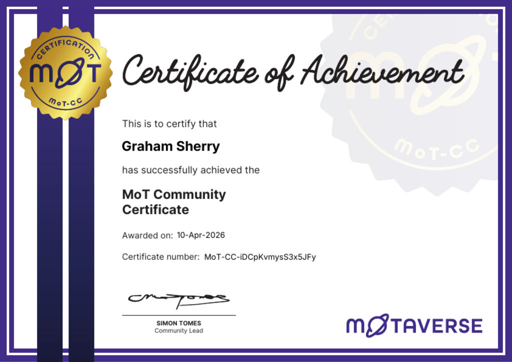 MoT Community Certificate image