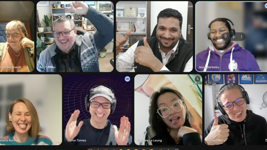A screenshot of varying MoT Ambassadors making silly, fun and laughing faces. image