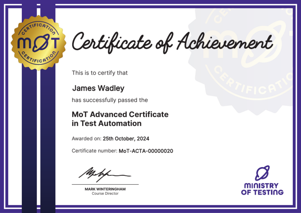 MoT Advanced Certificate in Test Automation image