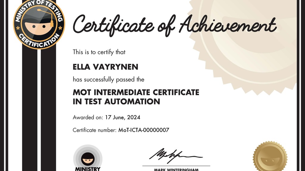 MoT Intermediate Certificate in Test Automation image