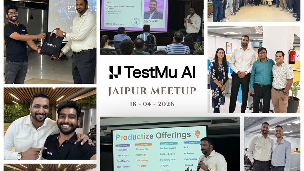 Talked about Productize Yourself (an updated version of my first TestBash talk) yesterday at TestMu AI Jaipur Meetup.... image