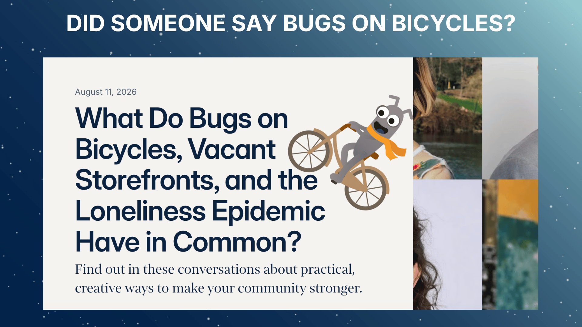 Bug on a bicycle on a screenshot of an article talking about bugs on bicycles image