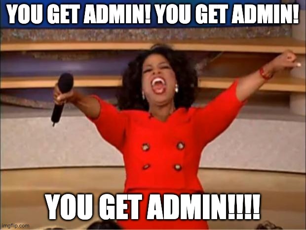 Oprah Winfrey meme: Oprah stands on her talk show stage in a red blazer, mouth open mid-shout with both arms thrown u... image