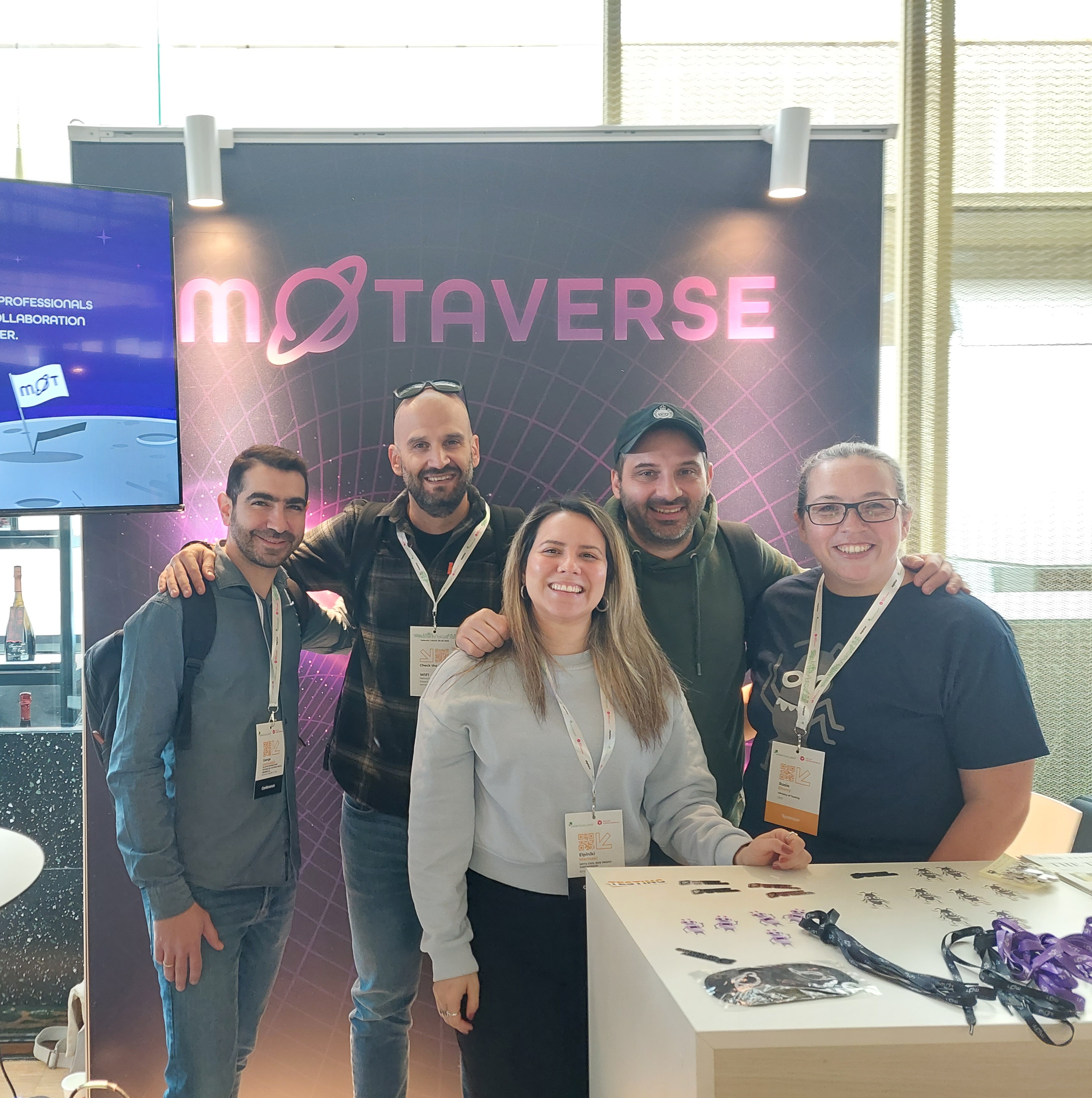 Niki, Ilias, Giorgos and I with Rosie Sherry at the MoT booth in Valencia
