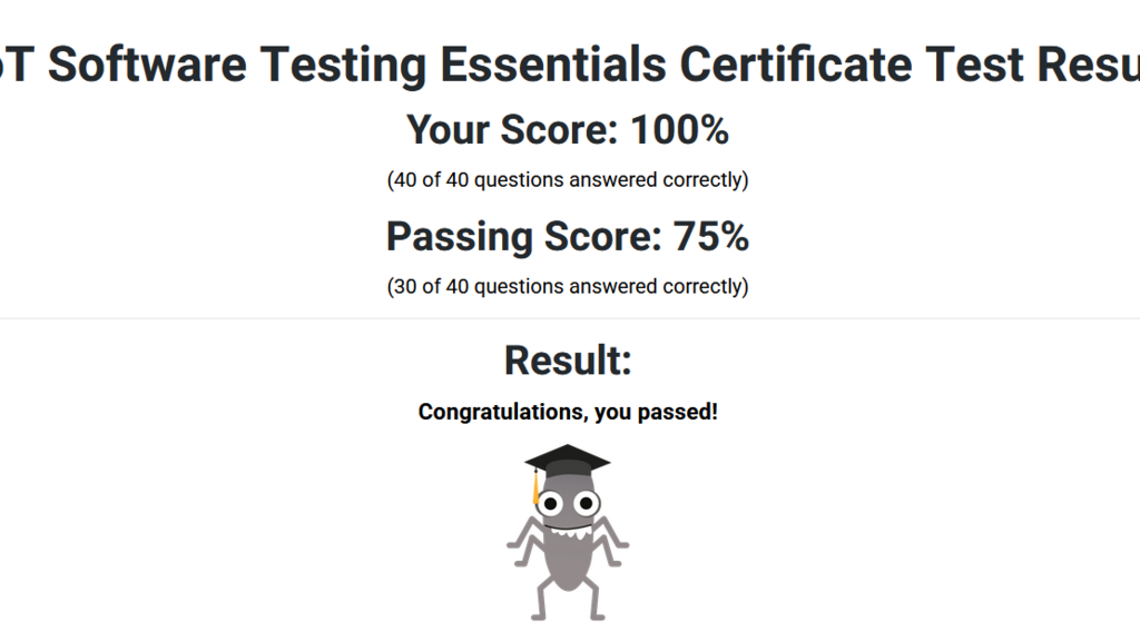 Screenshot of the page that is displayed after successfully completing MoT-STEC image