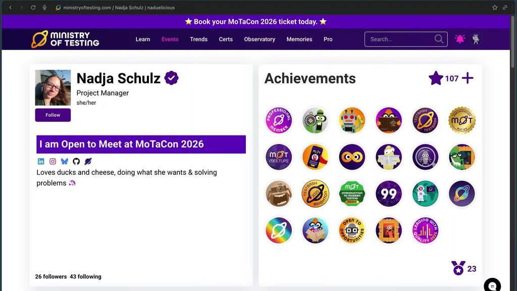 A video of visiting Nadja Schulz's MoT profile. image