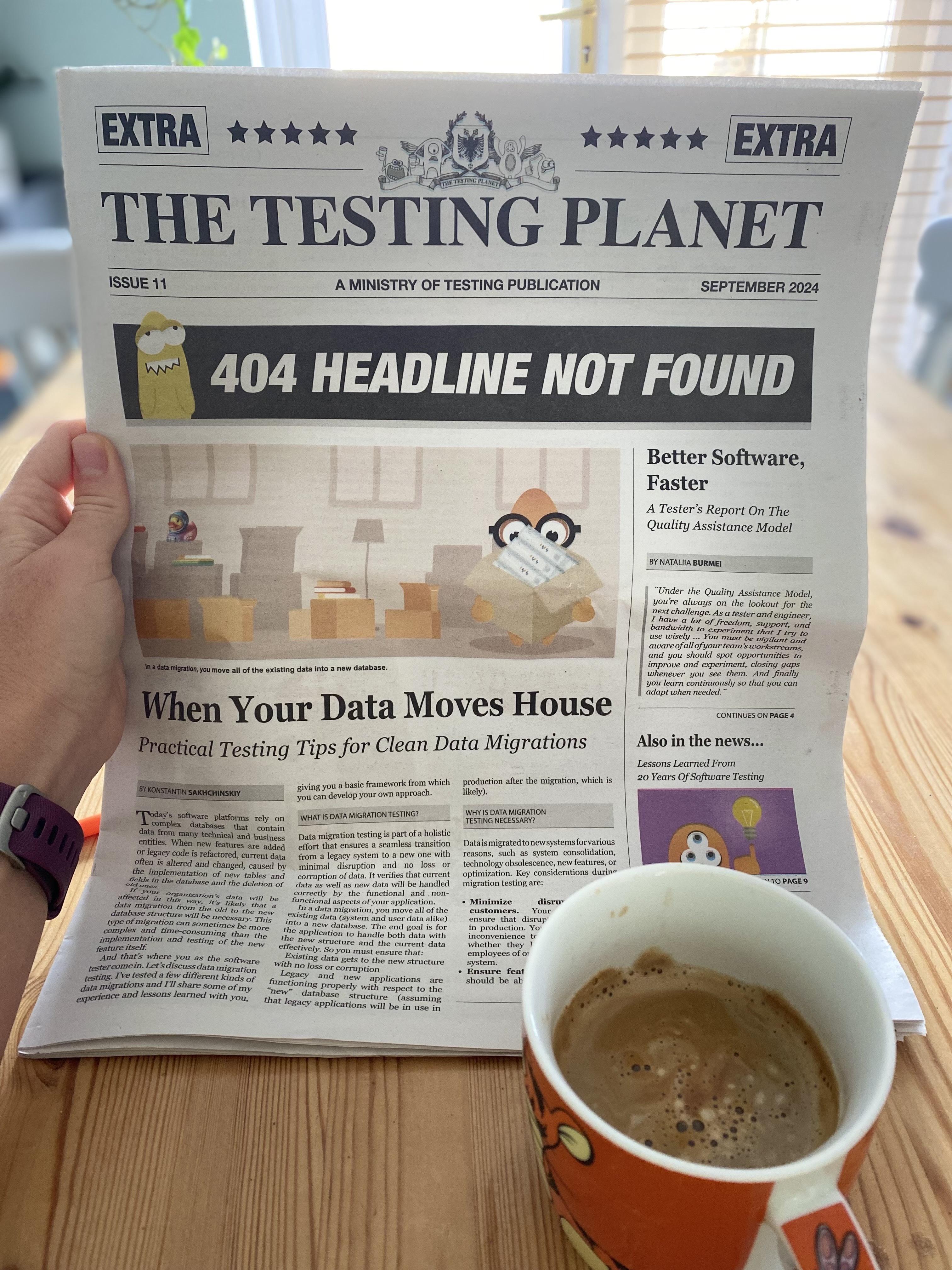 It’s worth looking at things twice, even trice.

This morning when I was reading The testing planet newspaper more thoroughly I realised there is an excerpt of my article on the front page. Not only there is an article in the issue, it’s also featured on the front page. Big boost of pride on Monday morning. 

Thank you so much Ministry of Testing. You keep making me happy every time I interact with you.