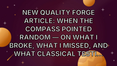 New Quality Forge article: When the Compass Pointed Random — on what I broke, what I missed, and what classical testi... image