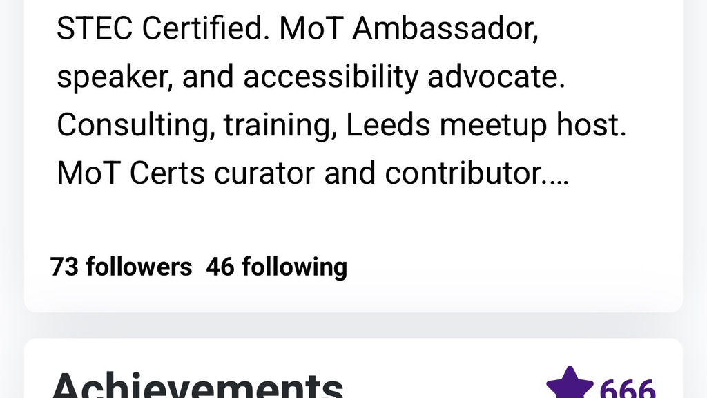 A Ministry of Testing profile for Ady Stokes showing the star count at 666.  image