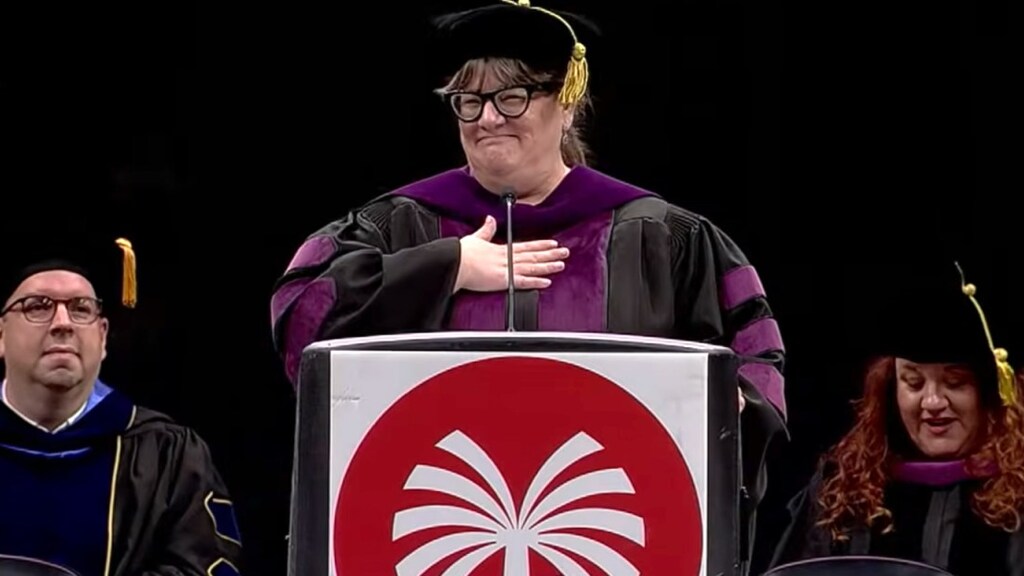 An AI announcer mispronounced and skipped names during a graduation image