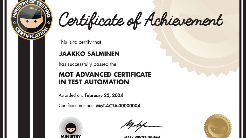 MoT Advanced Certificate in Test Automation image