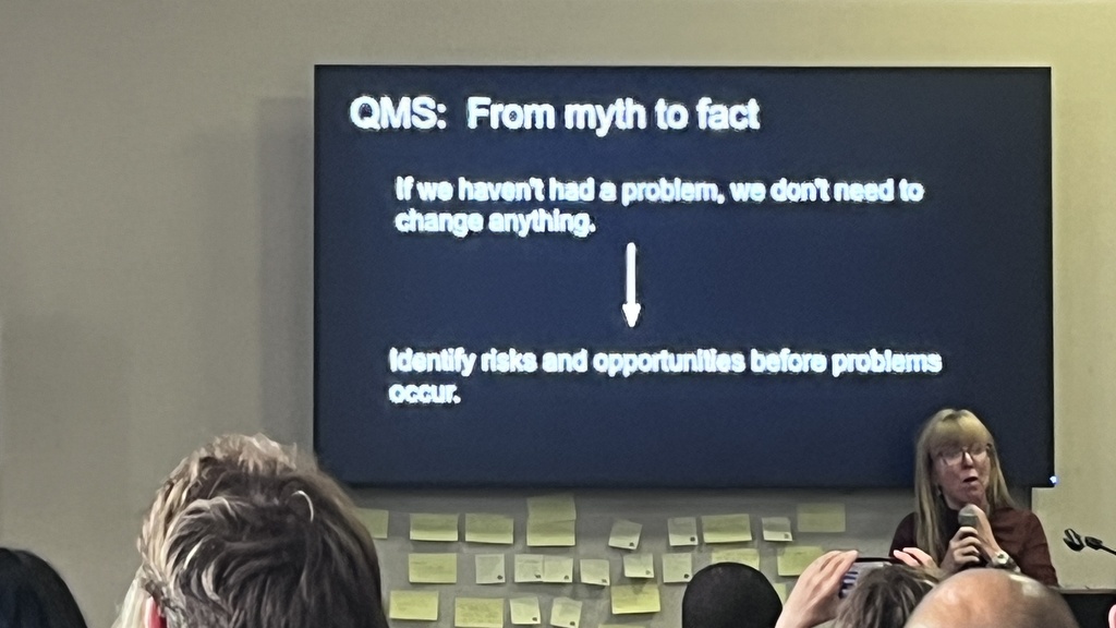A slide about taking QMS myths to facts:
Myth:  If we haven't got a problem, we don't need to change anything
Fact:... image