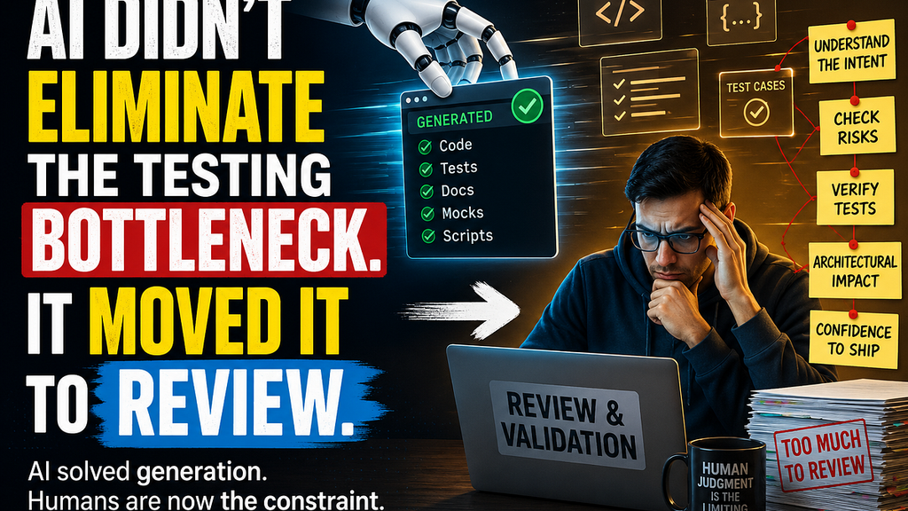 AI Didn’t Eliminate the Testing Bottleneck. It Moved It to Review. image image