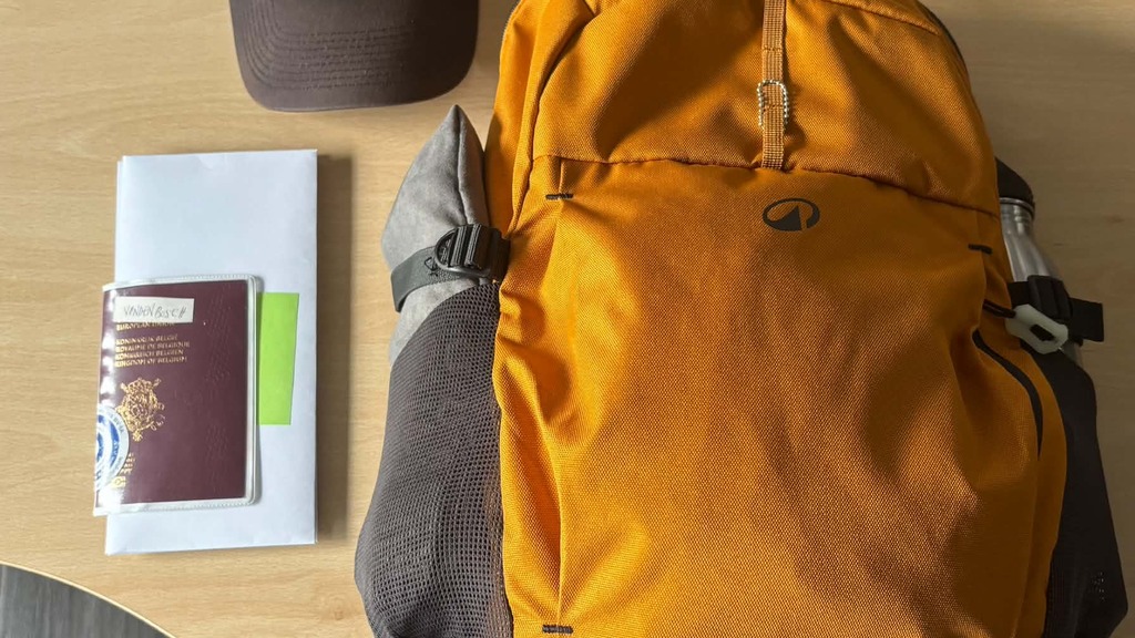 backpack, passport, hat and headset image