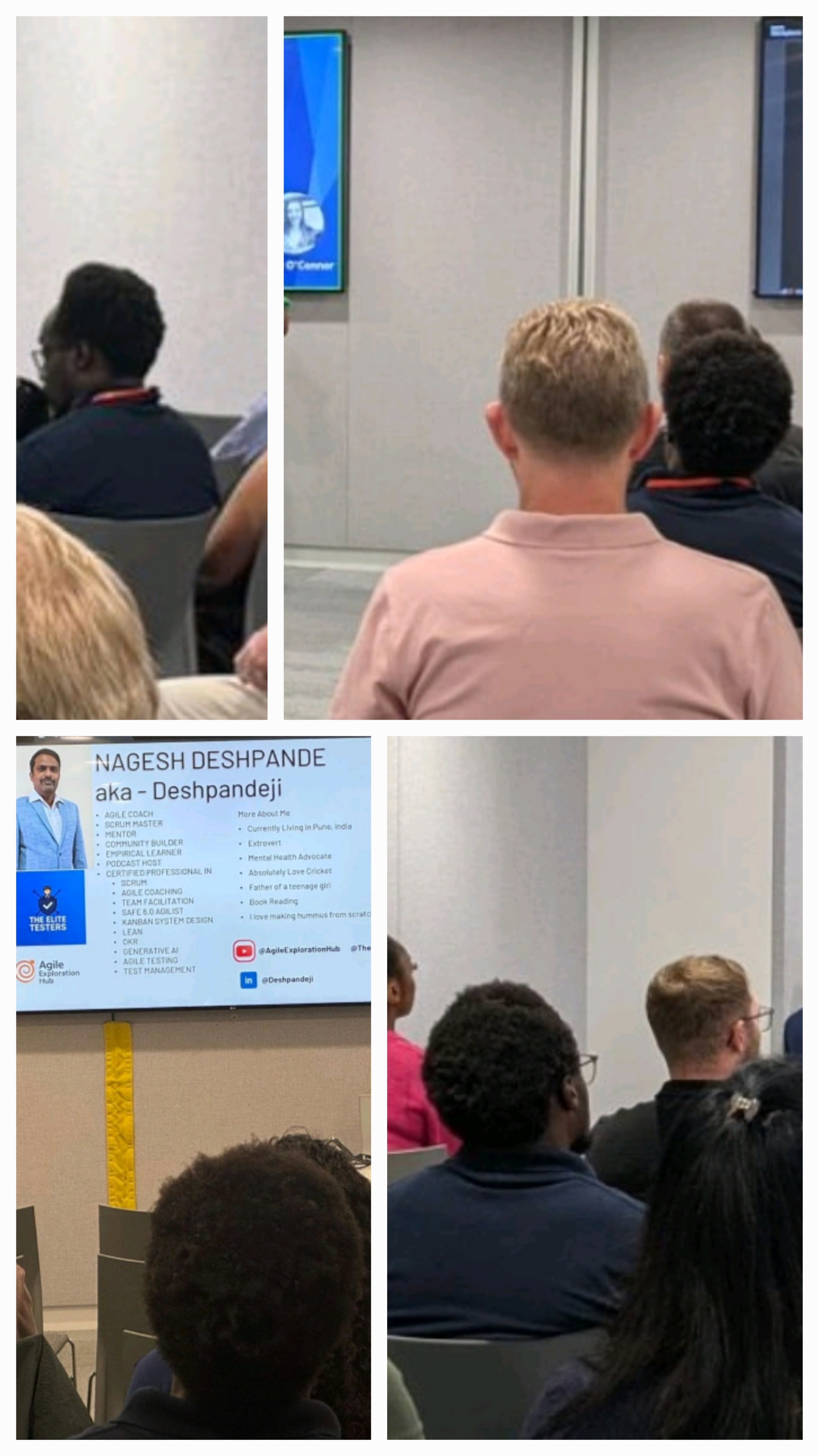 A montage of four images displaying the back of Eamon Droko's head.

Eamon is a black man with medium afro hair, wearing glasses and a navy polo shirt.