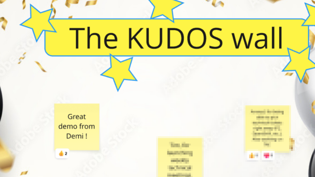 Screenshot from a retro board - Kudos Wall, thanking demi for a good demo. image