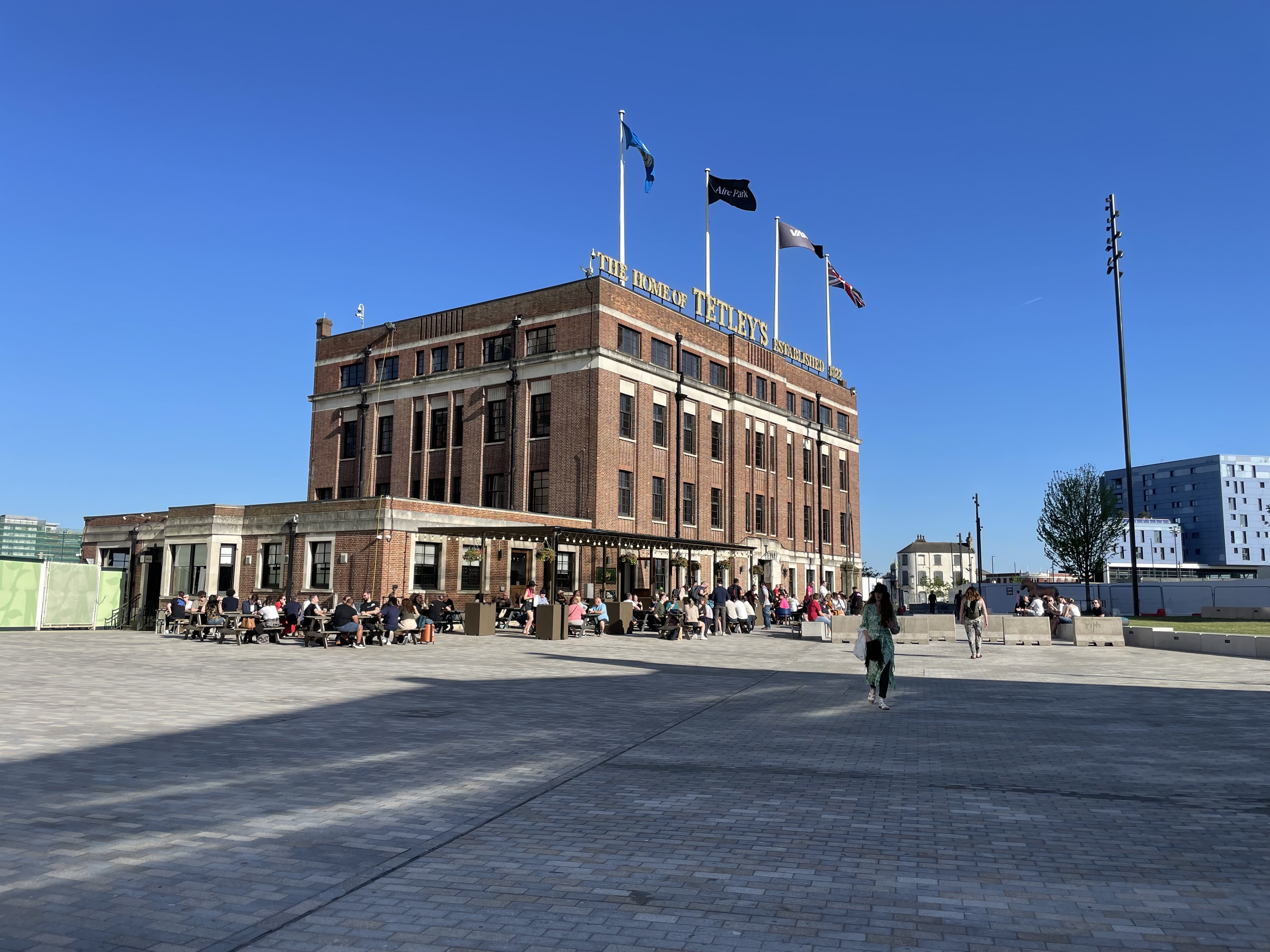 A distant photo of an old building, The Tetley