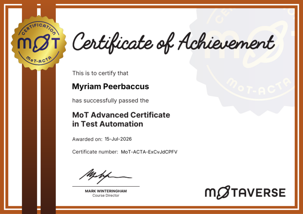 MoT Advanced Certificate in Test Automation image