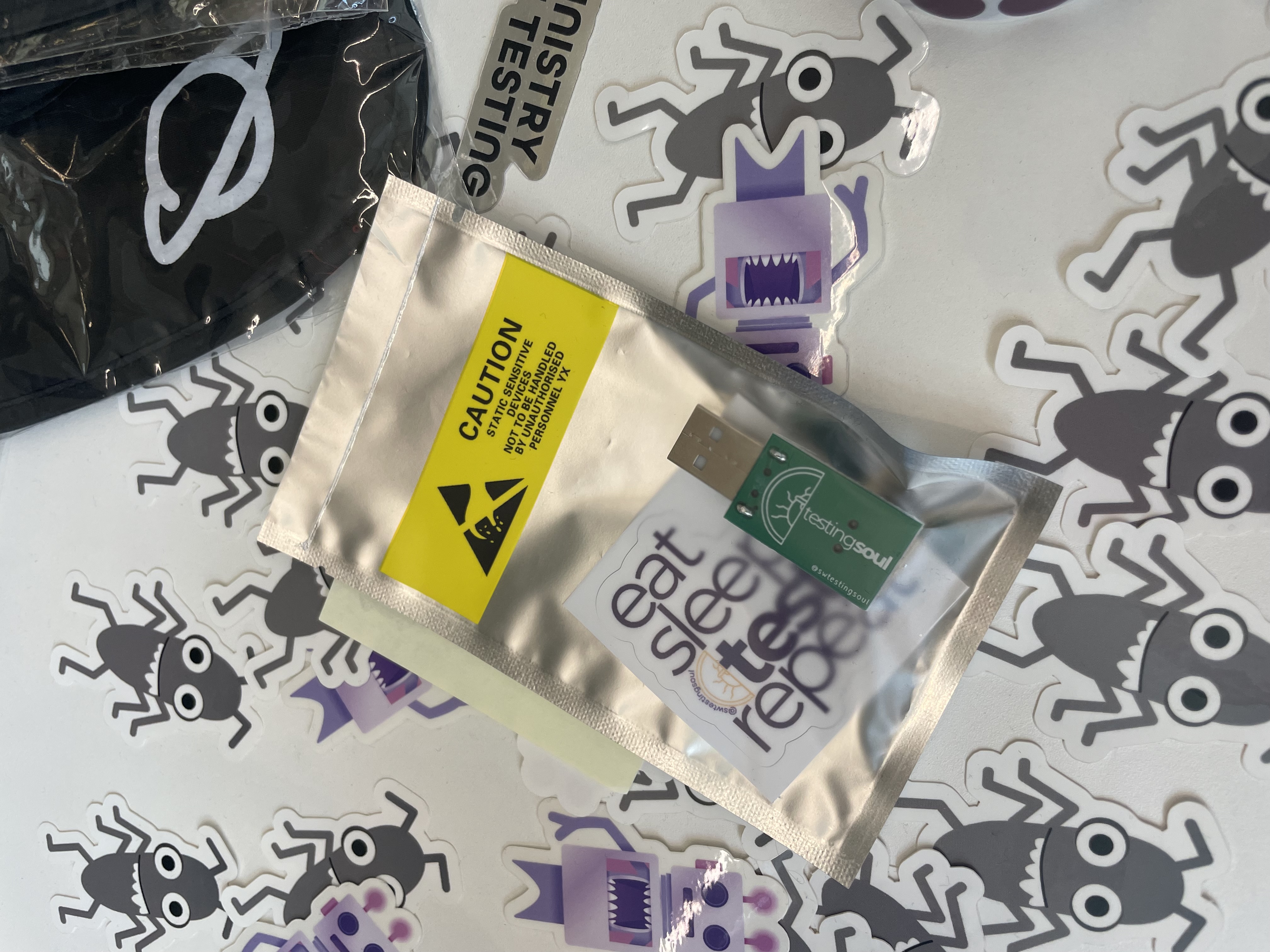 A photo of a USB Condom made by Sara Martínez.