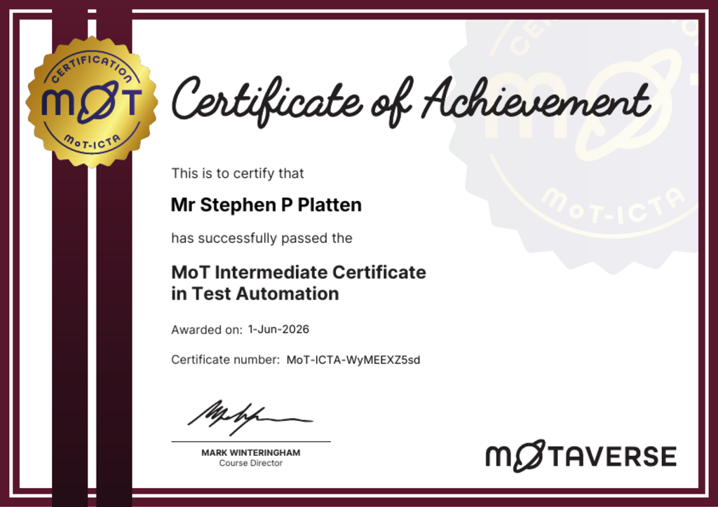 MoT Intermediate Certificate in Test Automation image