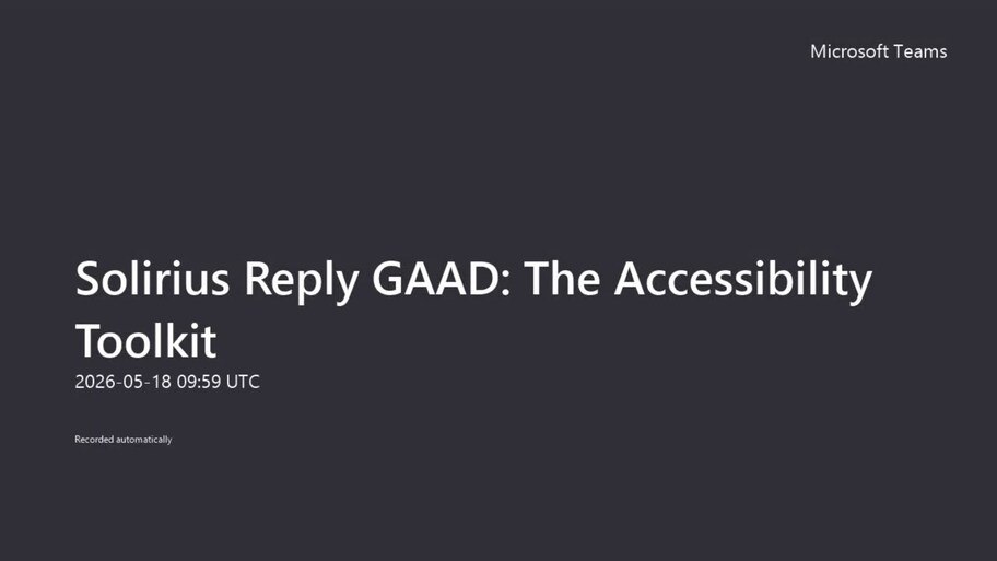 Solirius Reply GAAD 2026 - The Accessibility Toolkit talk  image