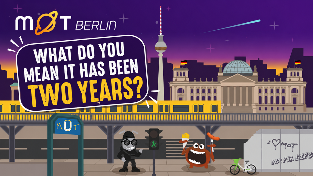 Illustrated night skyline of Berlin featuring the Brandenburg Gate, TV Tower, and Reichstag building, with a yellow U... image