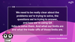 Susanne Abdelrahman reality checks the growth in responsibility for QA/quality folks.

She also shares a helpful car analogy during her conversation with Rosie Sherry. 

Susanne Abdelrahman: Wh... image