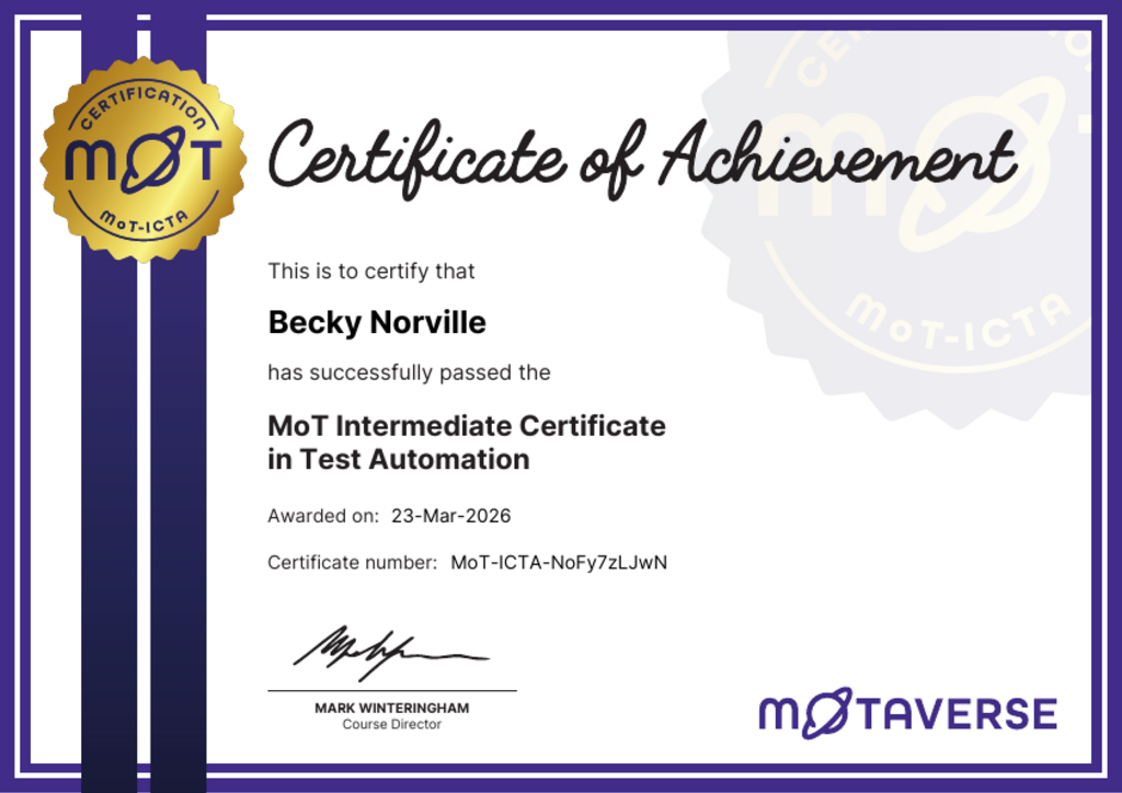 MoT Intermediate Certificate in Test Automation image