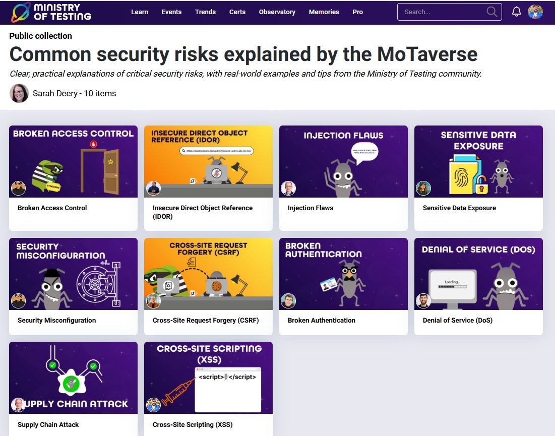 Proud moment! My contribution has been featured in the MoTaverse Security Risks collection by the Ministry of Testing.

Grateful to be part of a community that shares practical, clear guidance to help testers strengthen security awareness. 💪🔒