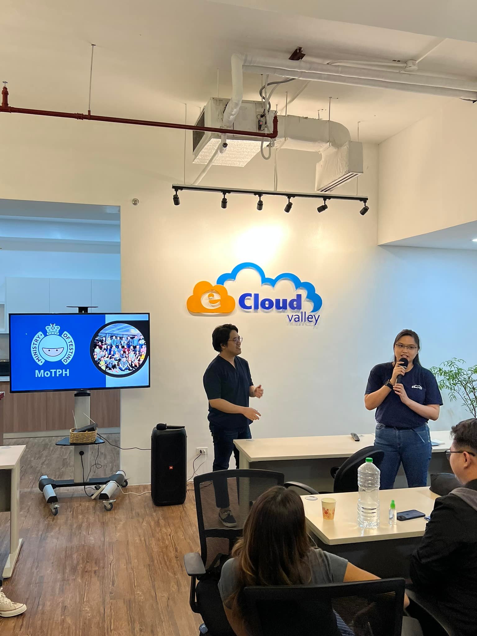 Memory entry about giving a first talk at a Ministry of Testing Philippines meetup in July 2023, presenting on Katalon Studio for faster regression testing at eCloudvalley PH.