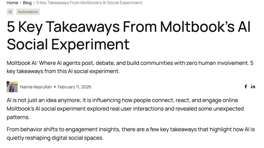 5 Key Takeaways From Moltbook's AI Social Experiment image